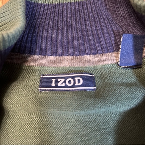 Izod Quarter Zip Green Pullover - Picture 3 of 9